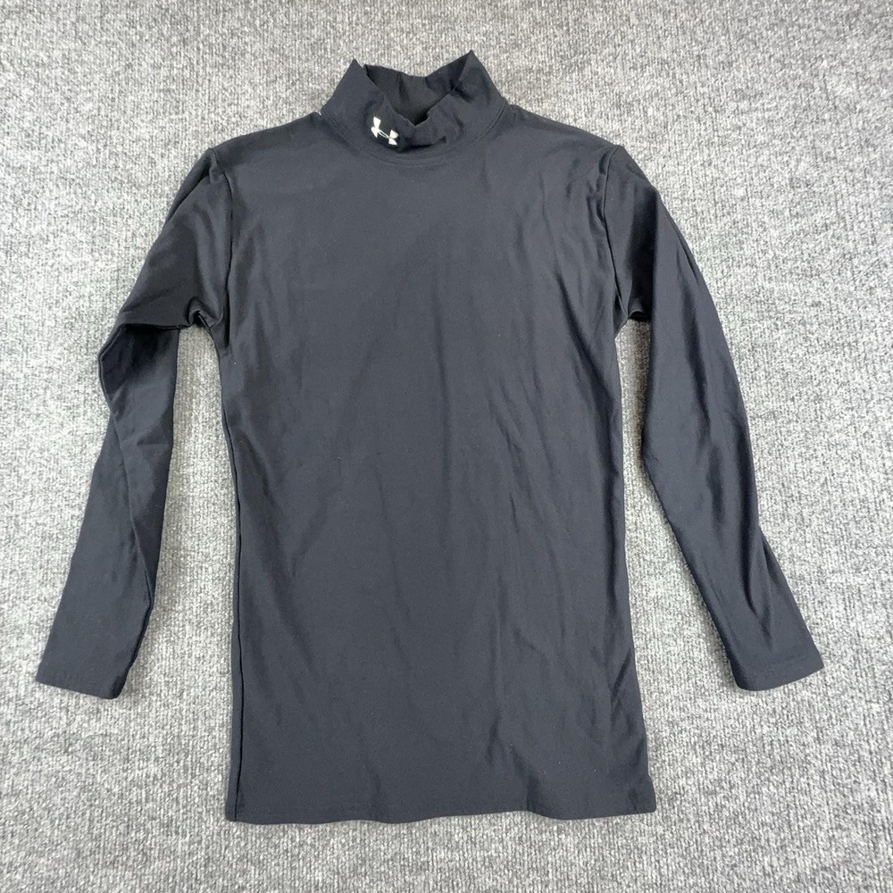 Under Armour Shirt Mens Large Black Mock Neck Long Sleeve Compression Base Layer